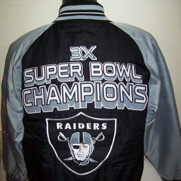OAKLAND RAIDERS 3 TIME SUPERBOWL CHAMP JACKET SMALL MEDIUM